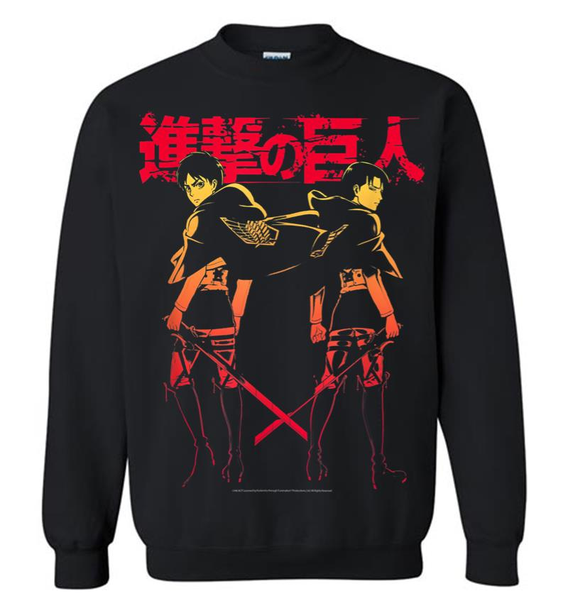 Attack On Titan Levi Eren Gradient With Japanese Logo Sweatshirt