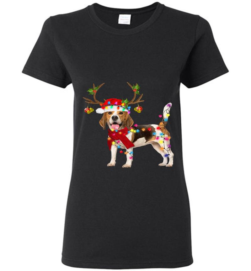 Beagle Reindeer Christmas Womens T-Shirt
