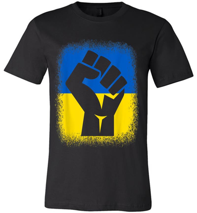 Bleached Shirts Fist Flag I Stand With Ukraine Solidarity Premium T-shirt