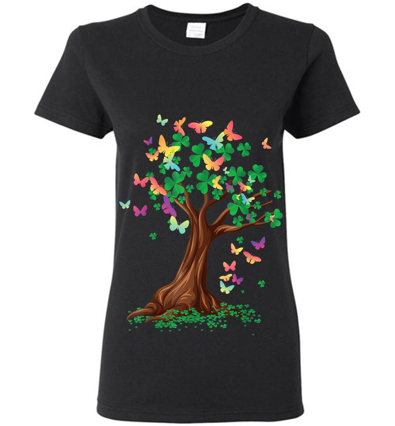 Butterflies Tree Awesome In St. Patrick'S Day Womens T-Shirt