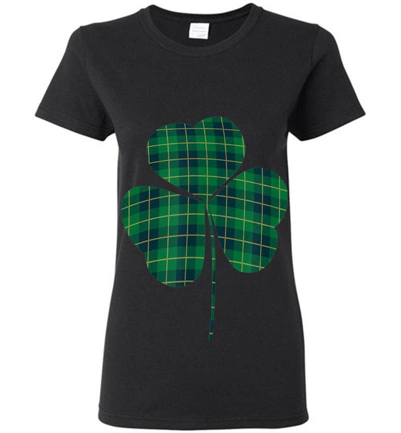 Cute Shamrock Buffalo Plaid St Patrick'S Day Irish Love Womens T-Shirt