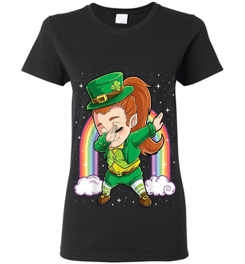 Dabbing Leprechaun Girl St Patricks Day Kids S Dab Womens T-Shirt