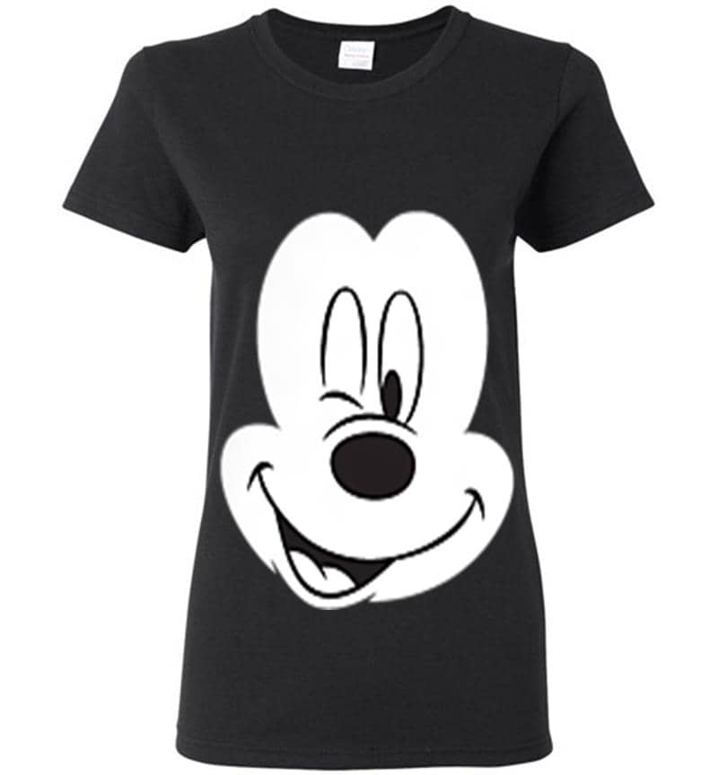 Disney Winking Mickey Mouse Face Small Icon Womens T-shirt