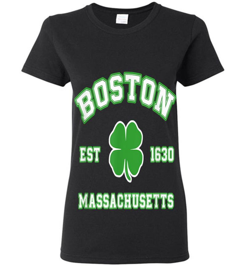 Distressed St. Patricks Day Irish Boston Mass Womens T-Shirt