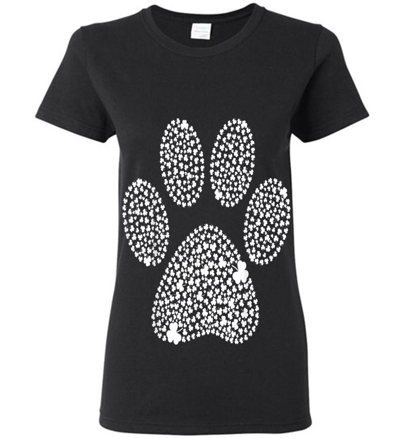 Dog Paw Shamrock St Patricks Day,Lucky Cat Paw Womens T-Shirt