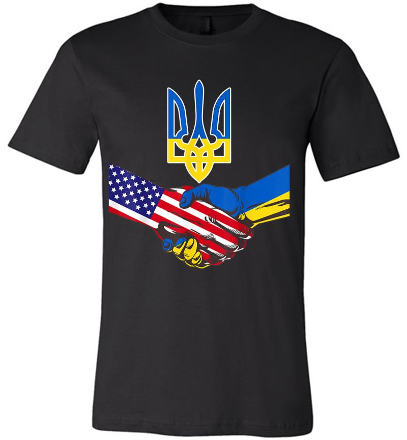 Free Ukraine Ukrainian Us Flag Solidarity With Ukraine Premium T-shirt