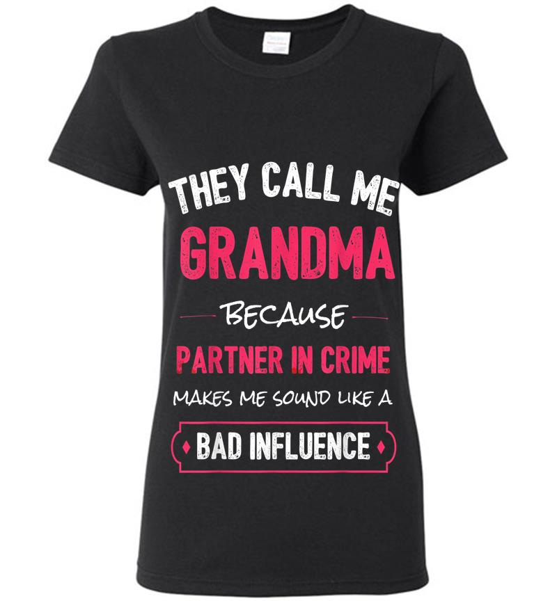 Funny Grandma , Grandma Partner In Crime Womens T-shirt
