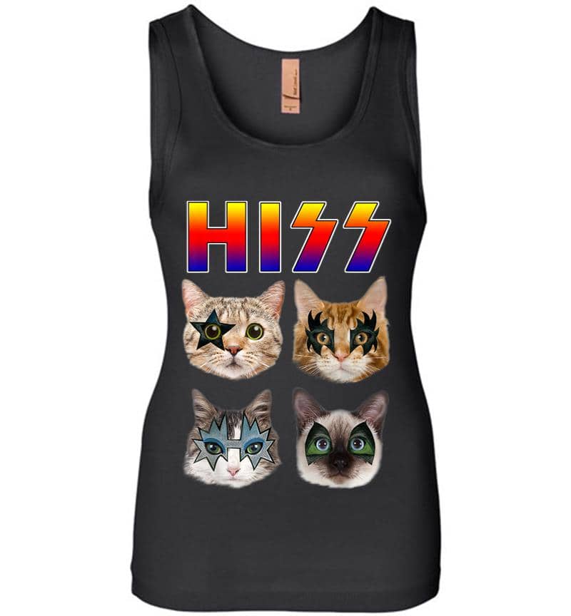 Hiss Funny Cats Kittens Rock Rockin Gift Tee Pun Women Jersey Tank Top
