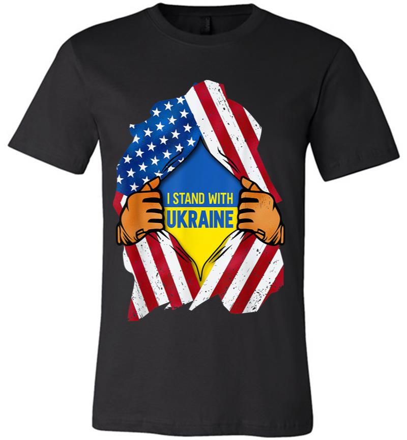 I Stand With Ukraine Support Ukraine Ukrainian Flag Premium T-shirt