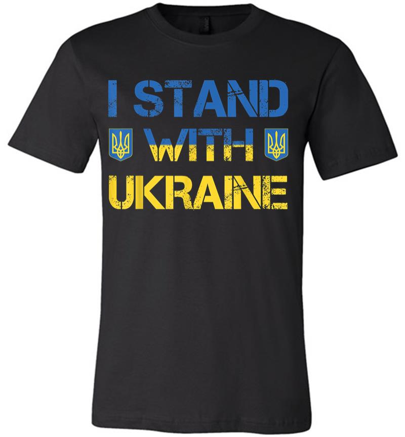 I Stand With Ukraine Ukrainian Flag Supporting Ukraine Premium T-shirt