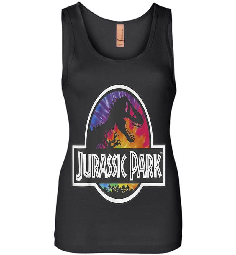 Jurassic Park Classic Logo Tie Dye Graphic Womens Jersey Tank Top