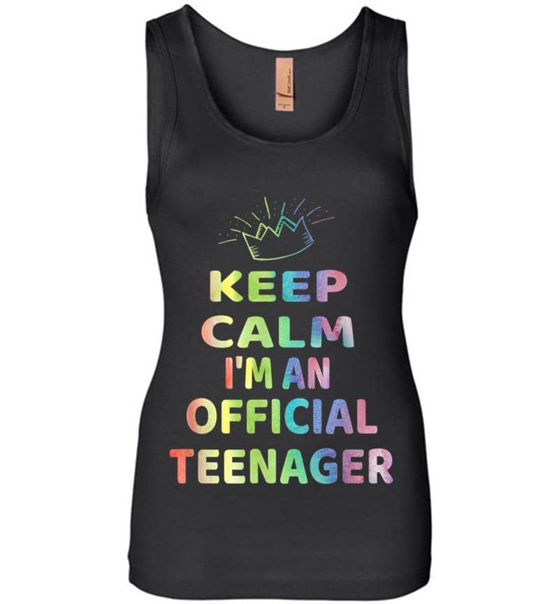 Keep Calm Birthday Official Nager Design 13th Funny Girl Womens Jersey Tank Top