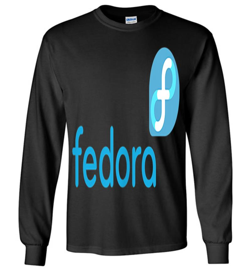 Linux Fedora New Blue Tagline & Logo Open Source Os Long Sleeve T-shirt