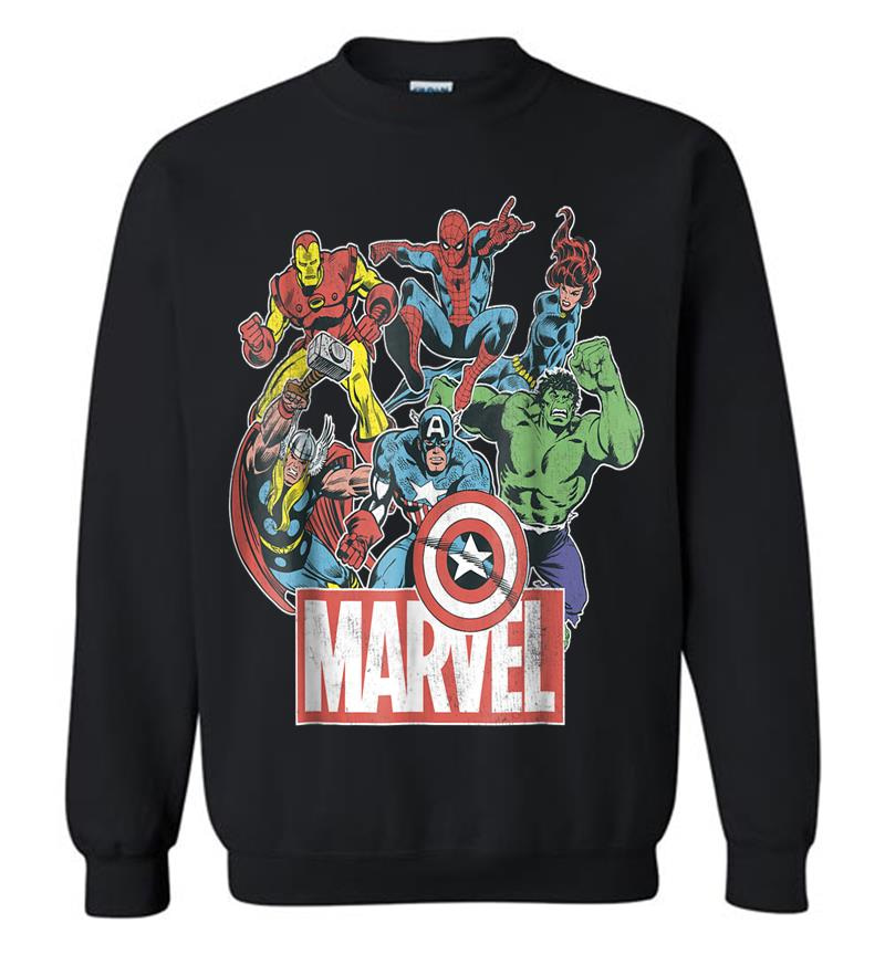 Marvel Avengers Team Retro Comic Vintage Graphic Sweatshirt