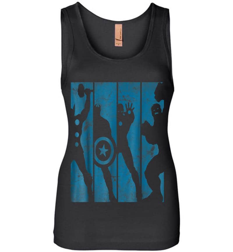 Marvel The Avengers Assemble Into Panel Silhouettes Womens Jersey Tank Top