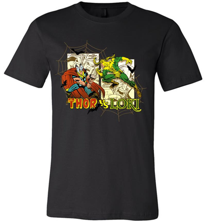 Marvel Thor Loki Halloween Bats Webs Retro Premium T-shirt