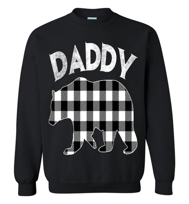 Mens Black And White Buffalo Plaid Daddy Bear Christmas Pajama Sweatshirt