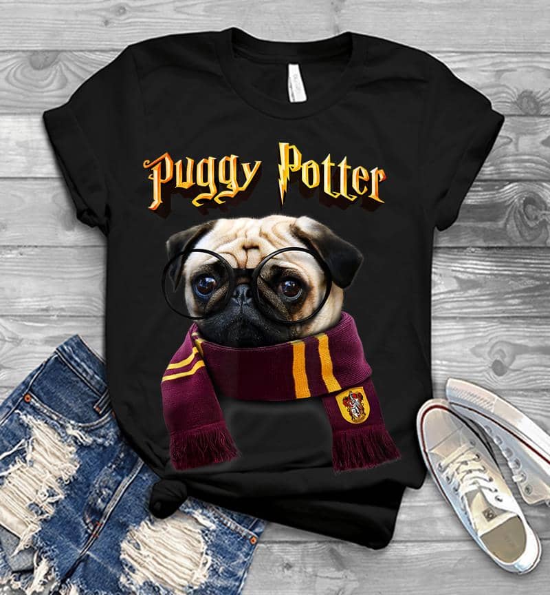 Puggy Potter Magic Wizard Pug Funny Pug Men T-shirt
