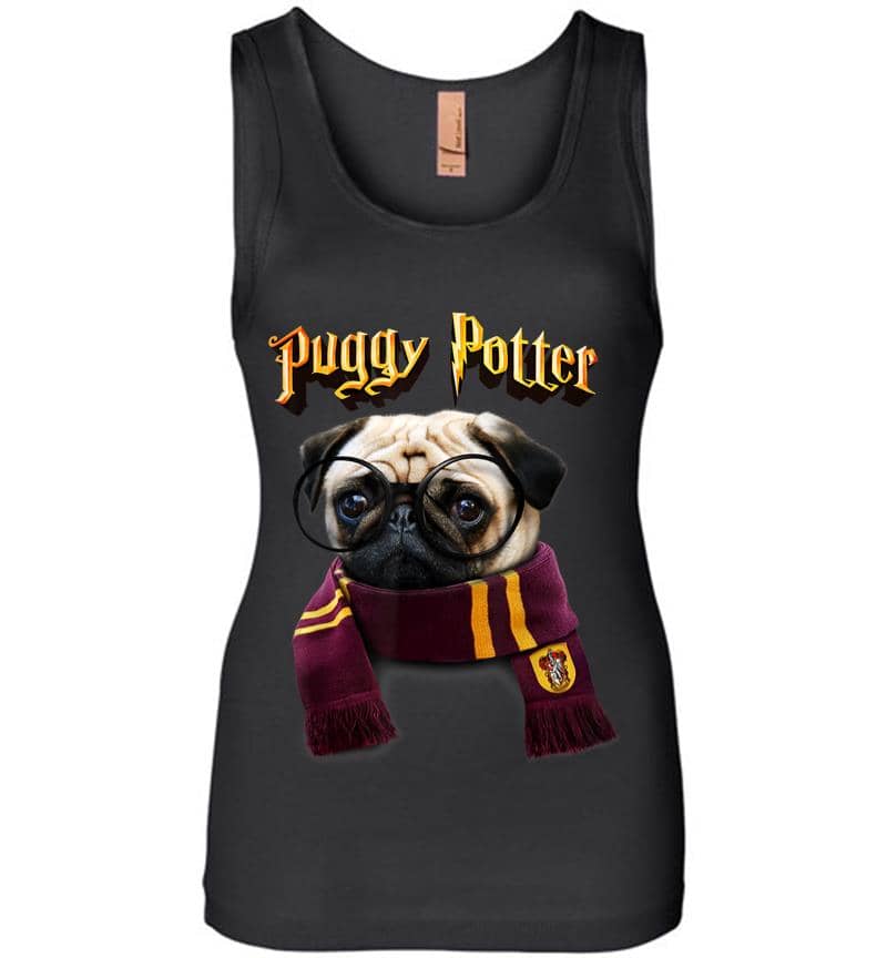Puggy Potter Magic Wizard Pug Funny Pug Women Jersey Tank Top