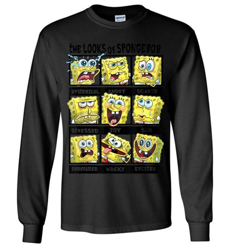 Spongebob Squarepants Multiple Looks Emotions Long Sleeve T-Shirt