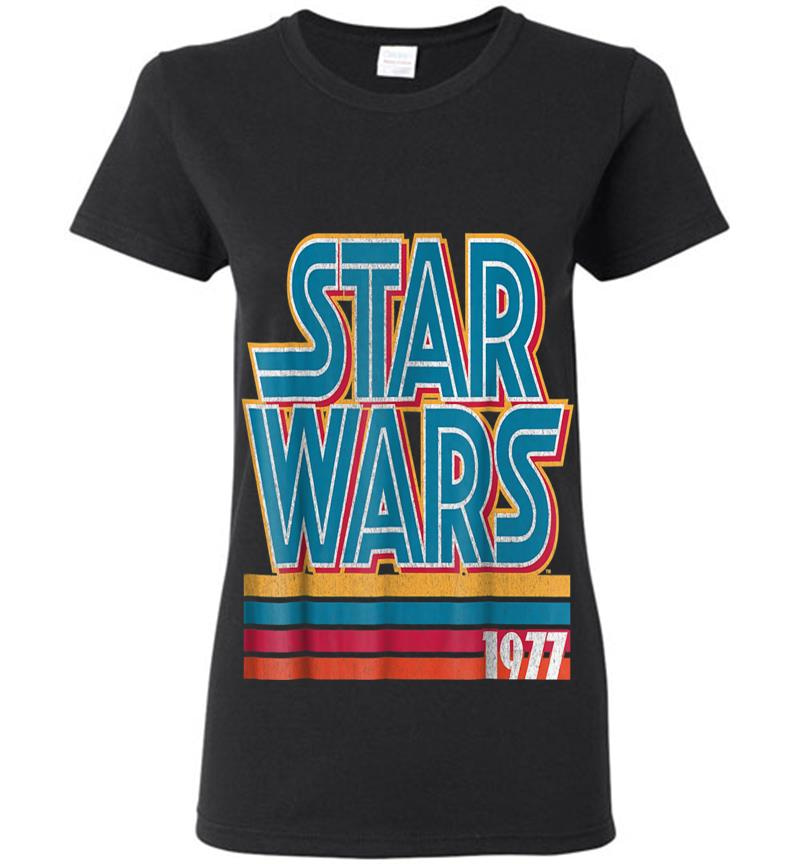 Star Wars Super Retro Striped Logo 1977 Graphic Womens T-Shirt