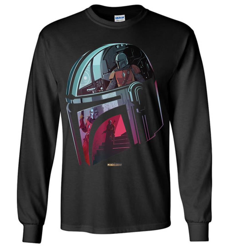 Star Wars The Mandalorian Helmet Scene Fill Long Sleeve T-shirt