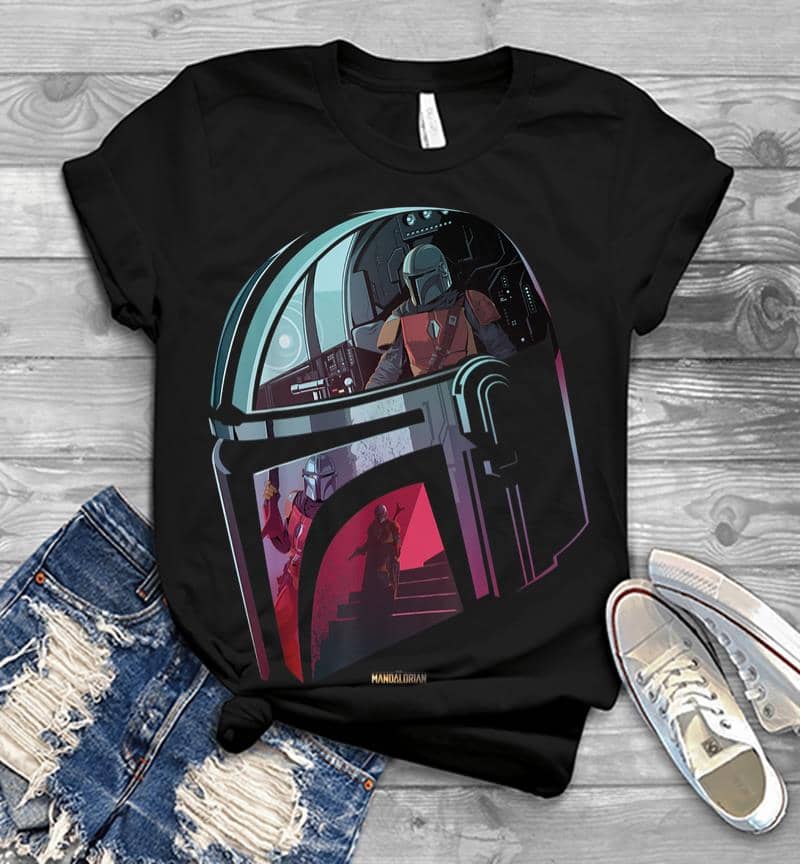 Star Wars The Mandalorian Helmet Scene Fill Men T-shirt