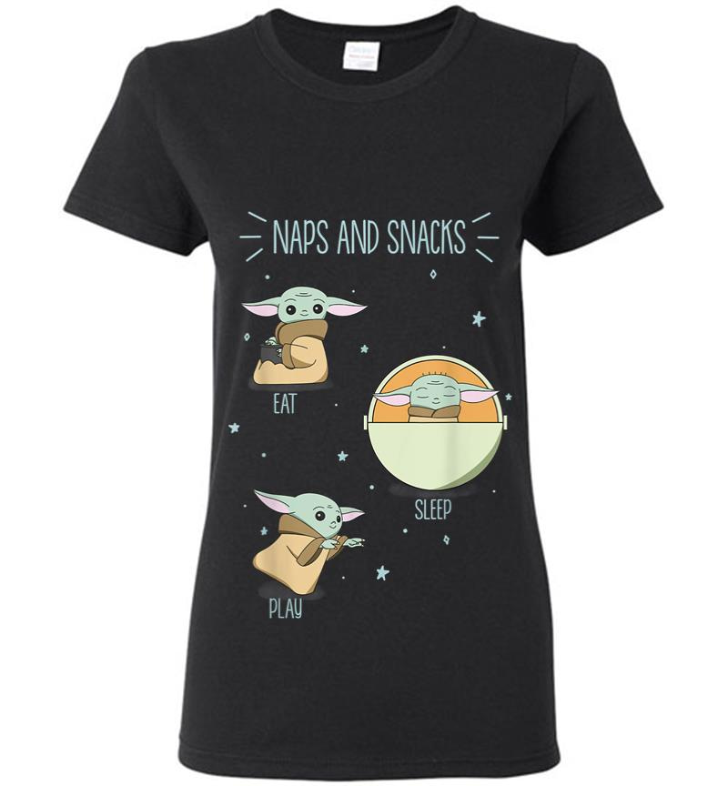 Star Wars The Mandalorian The Child Naps And Snacks Doodles Women T-shirt