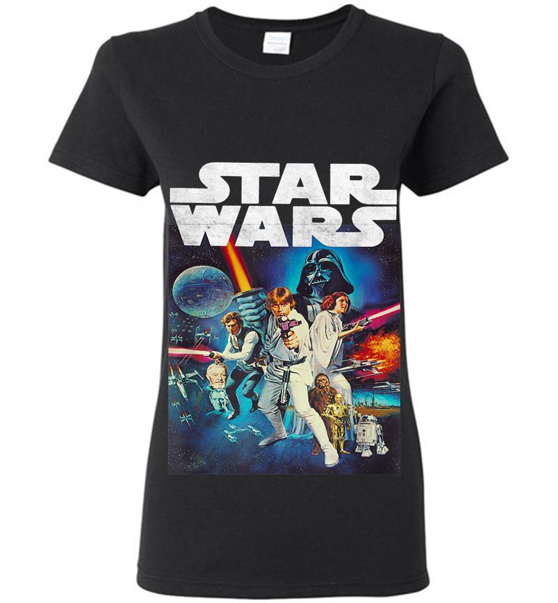 Star Wars Vintage Cast Poster Womens T-Shirt
