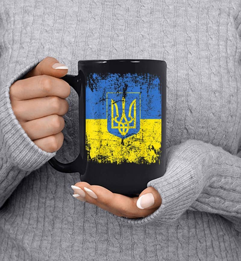 Ukraine Flag Vintage Men Women Kids Ukraine Mug