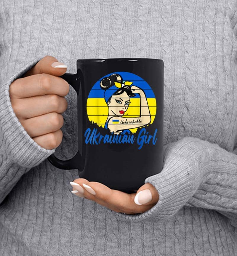Ukraine Unbreakable Ukrain Girl Ukrainian Flag Strong Woman Mug