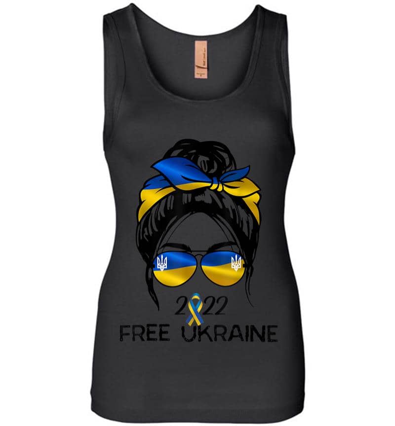 Ukrainian Flag Ukraine Pride Women Messy Bun Free Ukraine Women Jersey Tank Top