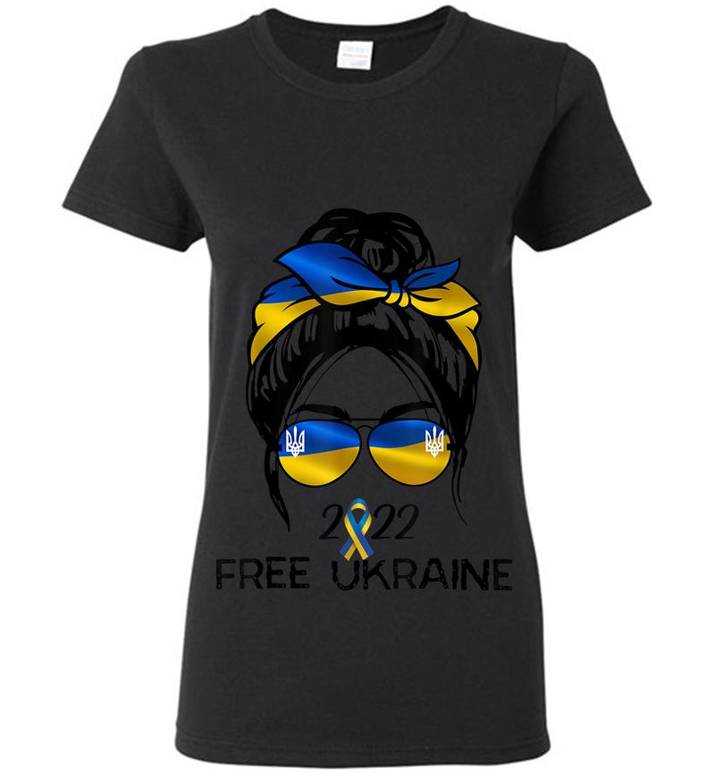 Ukrainian Flag Ukraine Pride Women Messy Bun Free Ukraine Women T-shirt