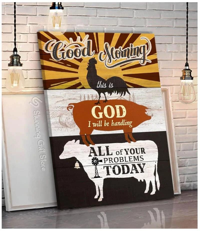 Farm Animal Good Morning Unframed / Wrapped Canvas Wall Decor Poster