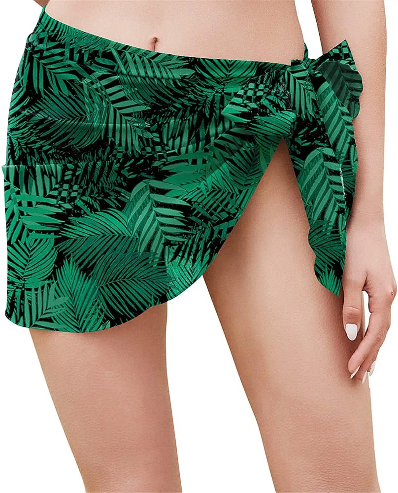 Sexy Chiffon Swimwear Cover Ups Green Leaf Beach Wrap
