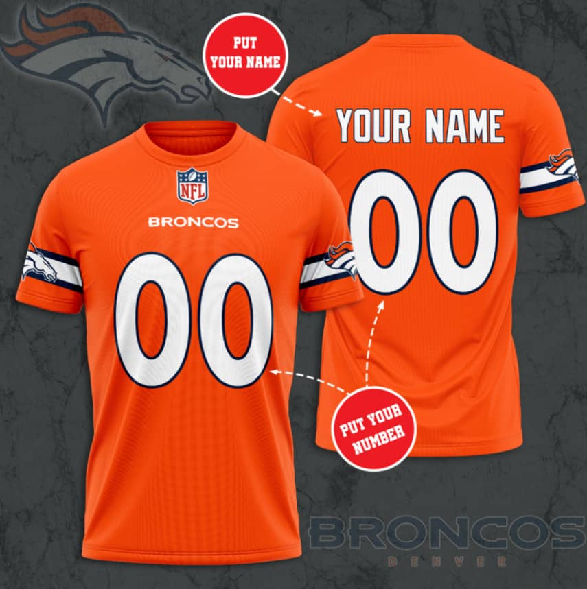 Denver Broncos Custom Jersey Nfl Personalized 3D T-shirts