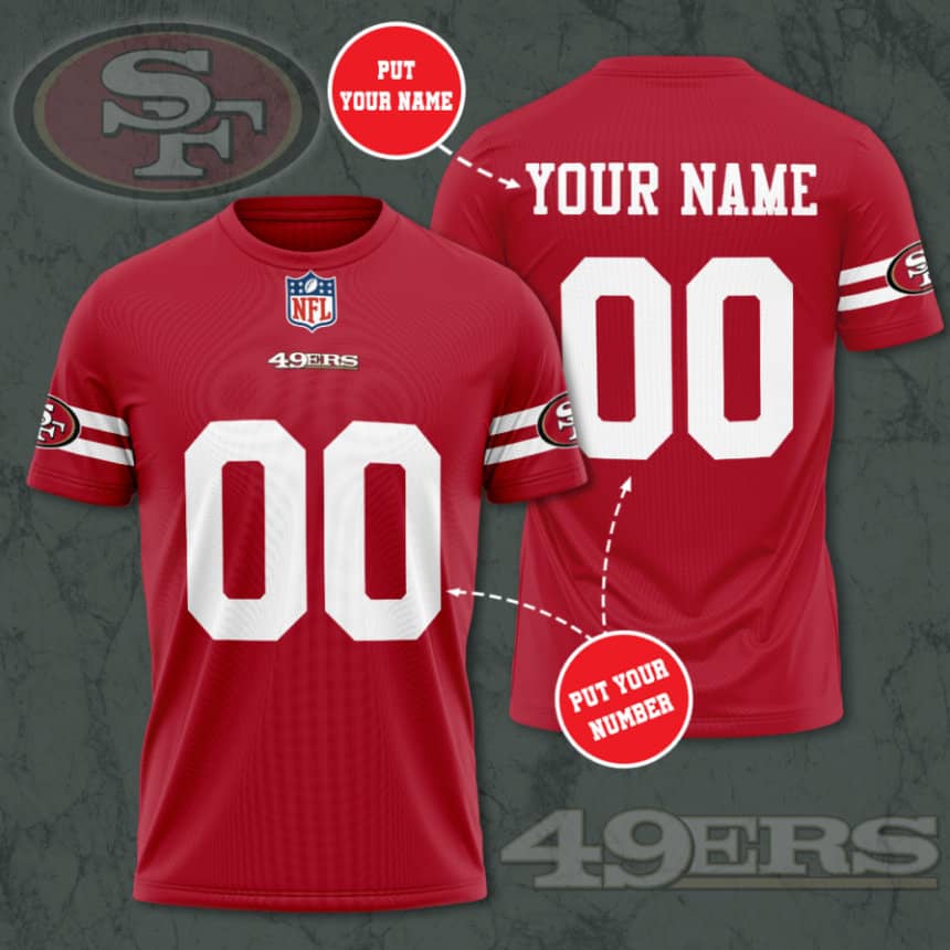 San Francisco 49ers Custom Jersey Nfl Personalized 3D T-shirts