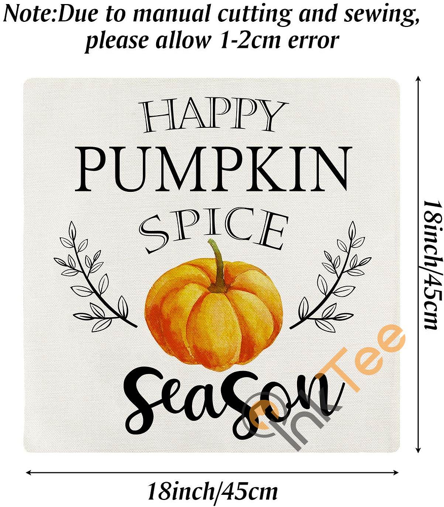 Inktee Store - Set Of 4 Pumpkin Truck Leaves Autumn Theme Farmhouse Pillowcase Cotton Linen Personalized Gifts Image