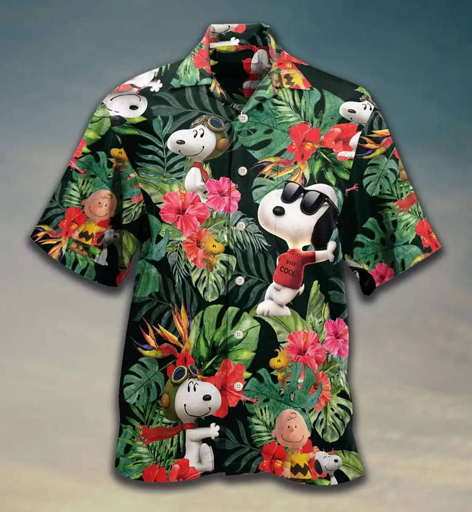 Snoopy And Woodstock Tropical Pattern Summer Vacation Gift For Mom Dad Birthday Hawaiian shirts