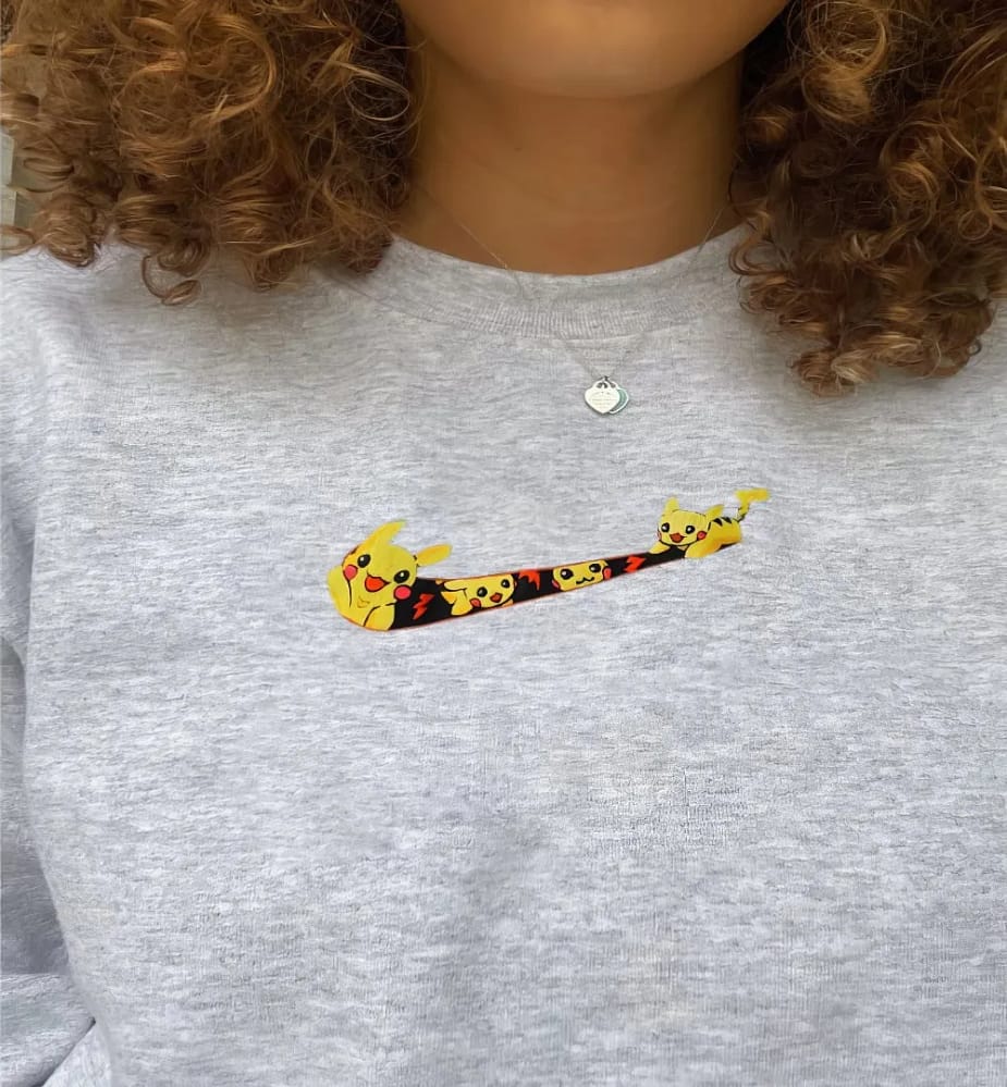 Handmade Nike Embroidered  Funny Shirt Nike Embroider Pokemon Sweater/t-shirt/hoodie Embroidery