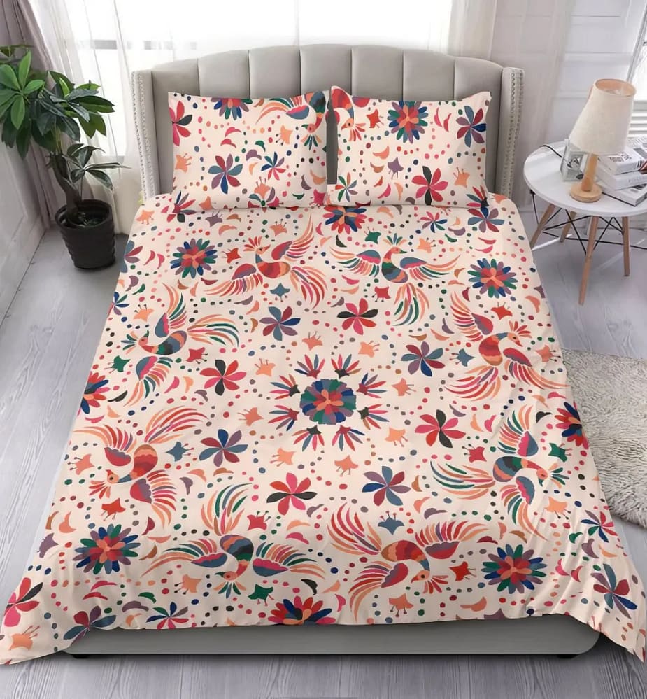 Pretty Colorful Mexican Embroidery Quilt Bedding Sets