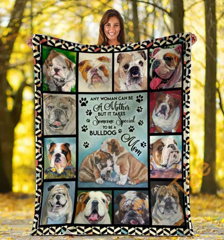 Any Woman Can Be A Mother English Bulldog Mom Dog Ultra Soft Cozy Plush Fleece Blanket