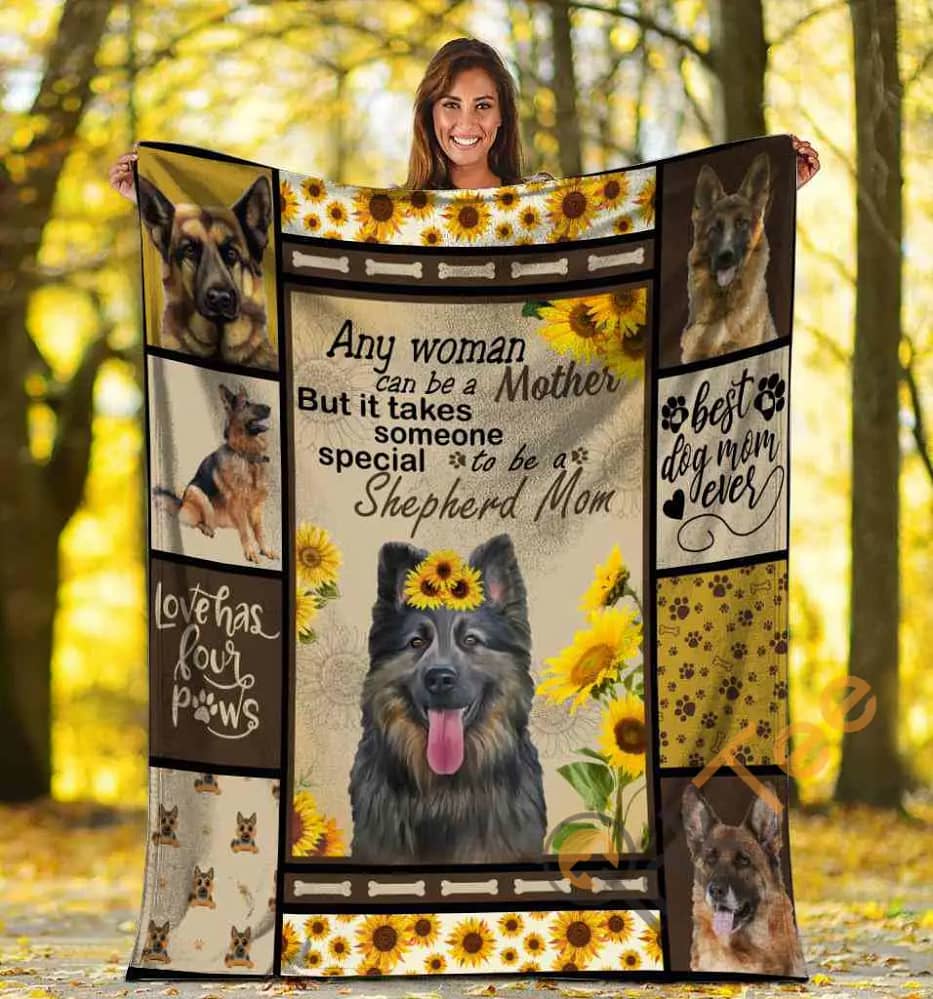 Any Woman Can Be A Mother German Shepherd Dog Sunflower Ultra Soft Cozy Plush Fleece Blanket