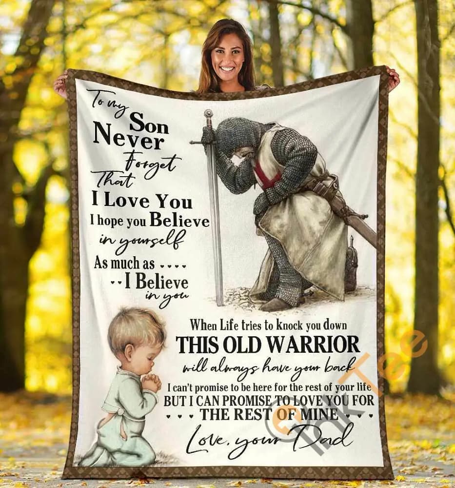 To My Son Never Forget That I Love You Knight Templar Christ Warrior Ultra Soft Cozy Plush Fleece Blanket