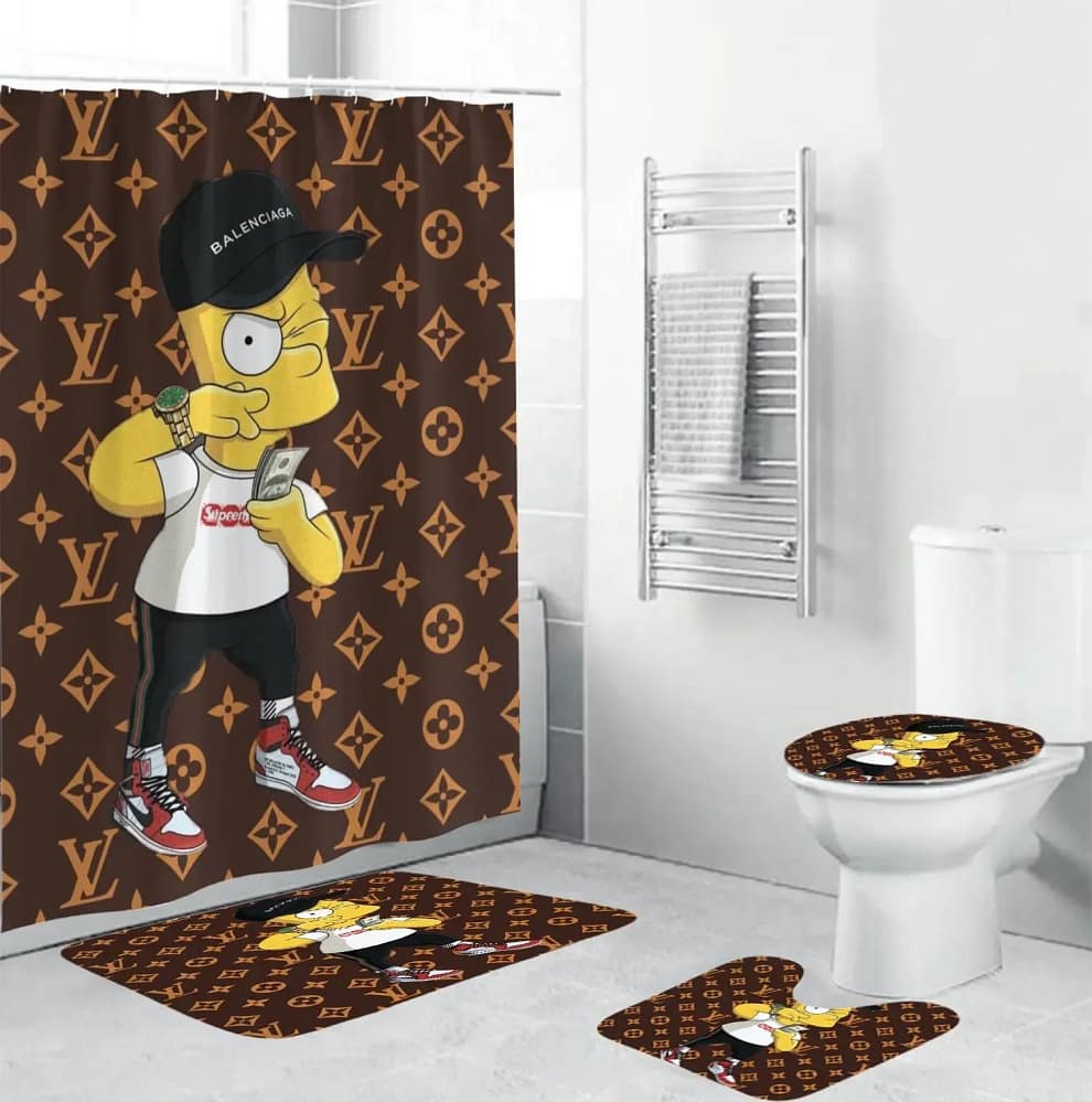 Louis Vuitton Supreme Bart Simpson Logo Limited Luxury Brand Bathroom Sets