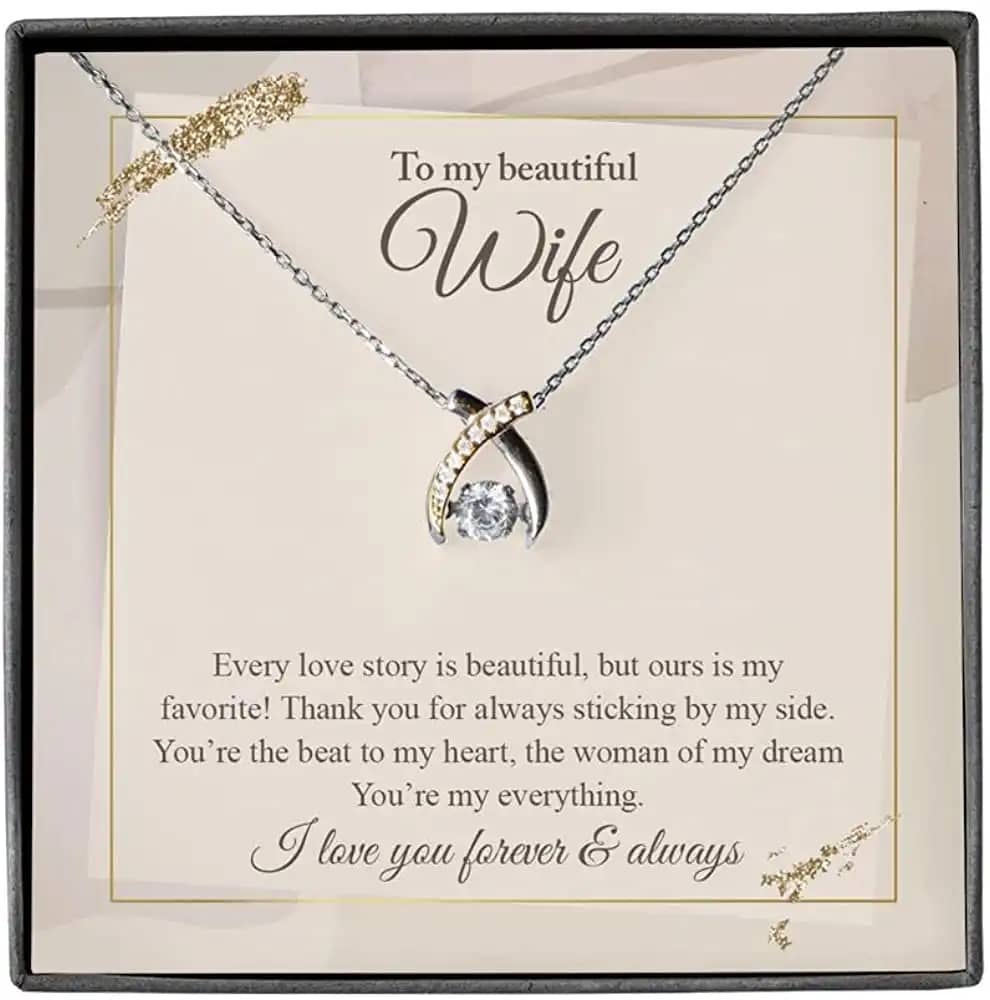 Necklace Jewelry For Women To My Beautiful Wife Wishbone Dancing Personalized Gifts