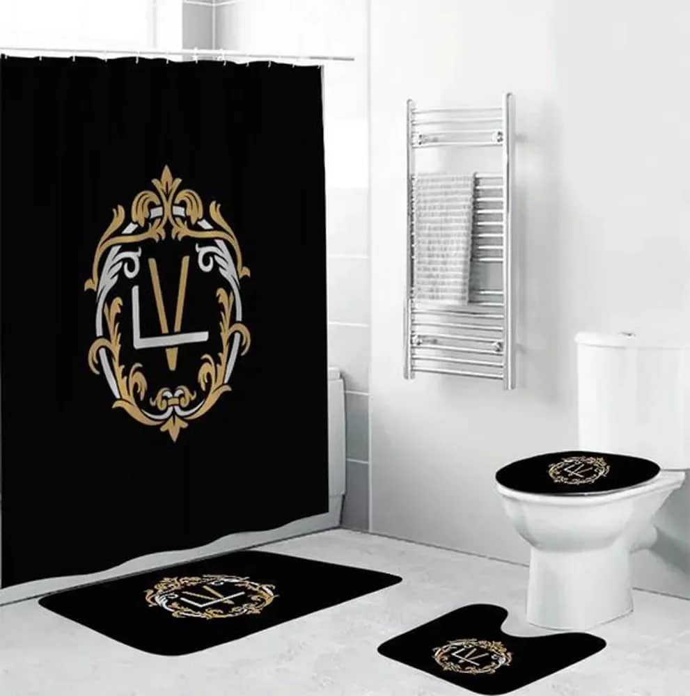 Louis Vuitton Logo Black Luxury Brand Premium Bathroom Sets