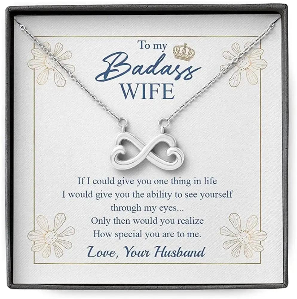 Necklace Jewelry For Women To My Badass Wife Infinity Heart Personalized Gifts