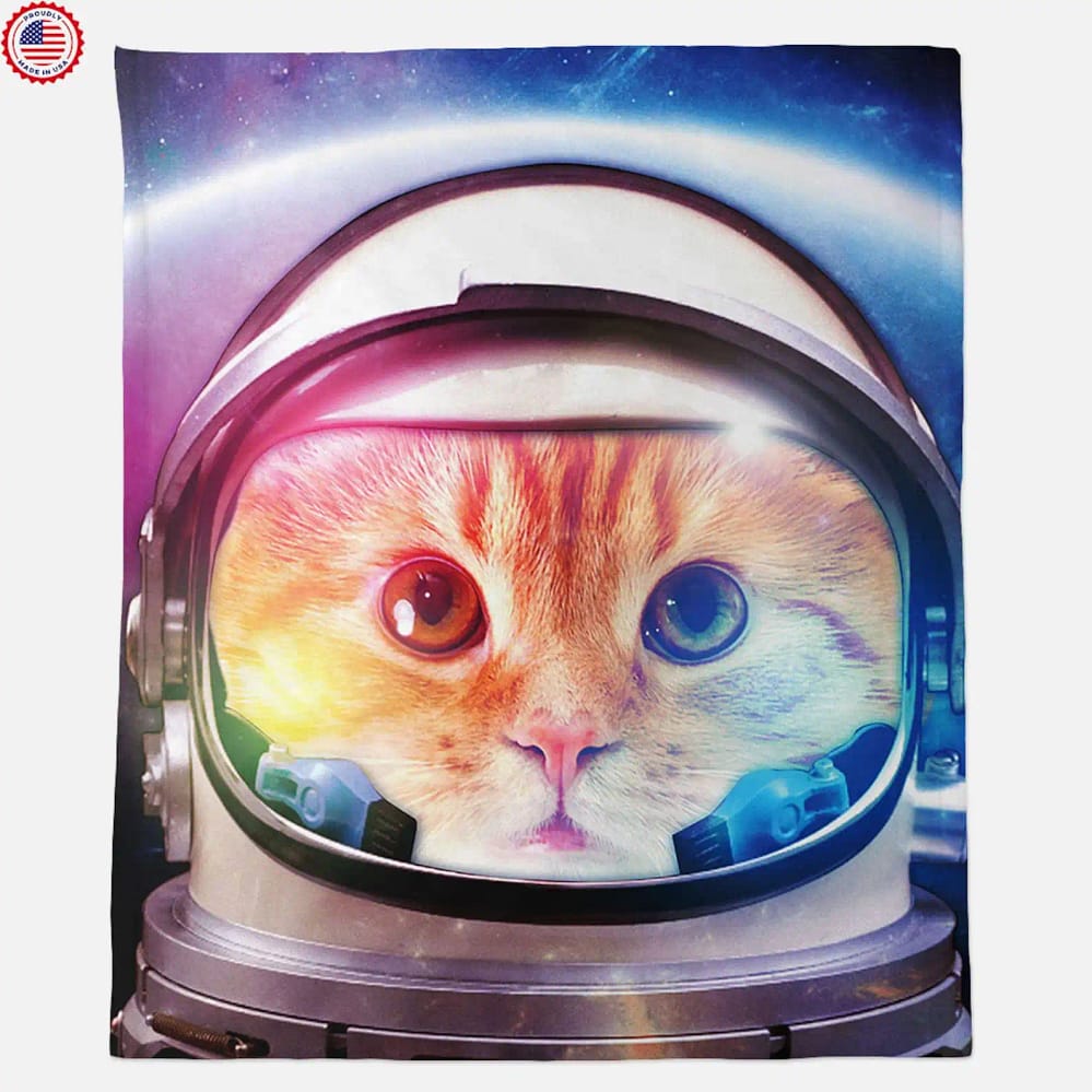 Astronaut Cat Spaces Cat Pet Lover Gift Fleece Blanket
