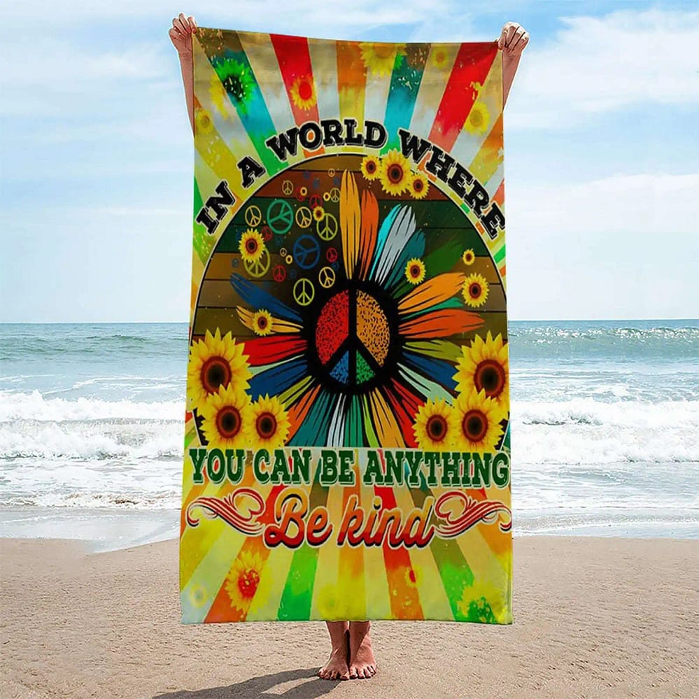 Be Kind Sunflower Custom Beach Towel